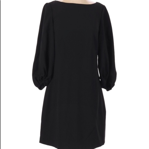 ELIZA J BOAT NECKLINE LONG SLEEVE BLACK DRESS - Picture 1 of 4
